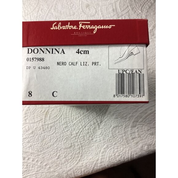 Salvatore Ferragamo Donnina Italian Womens Black Leather Shoes*Pumps*Size 8*NIB - Picture 12 of 14
